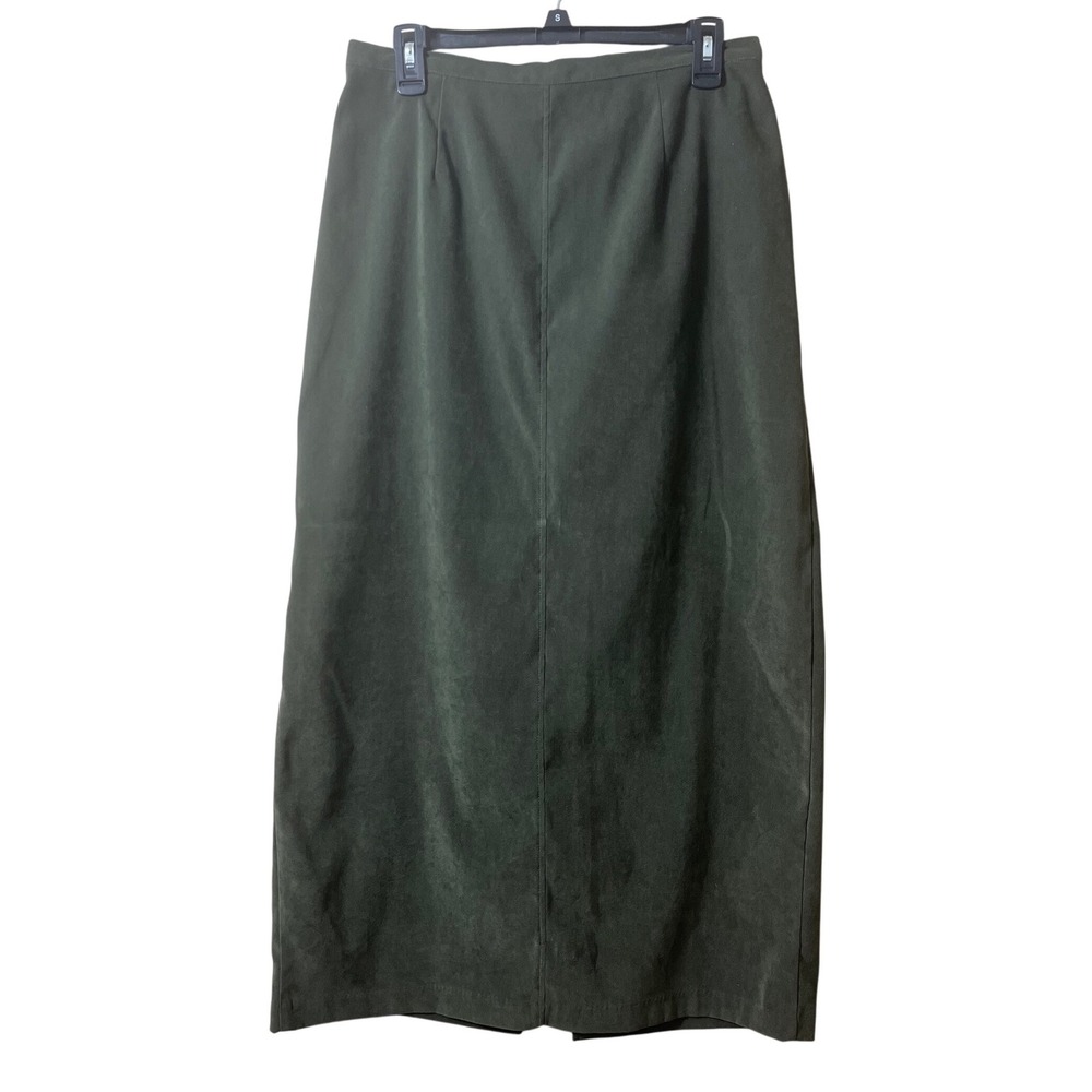 Fashion Bug Olive Green Faux Suede Maxi Skirt Size 14 XL Vintage Cottagecore